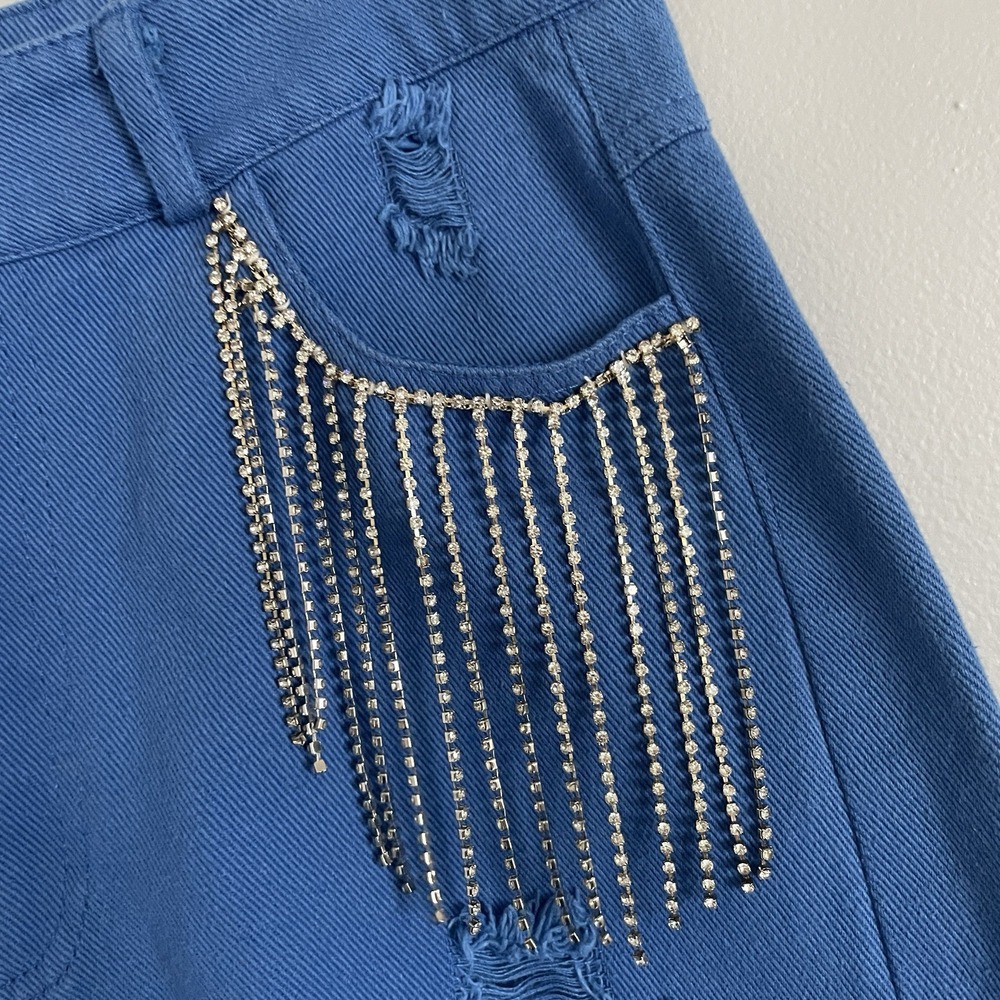 Blue B Women's High Rise Rhinestone Fringe Shorts - Small Cowgirl Rodeo Festival - Picture 3 of 13